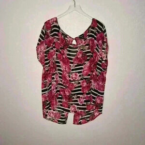 Torrid Floral Open Back Dolman Sheer Top 2 2X 18/20